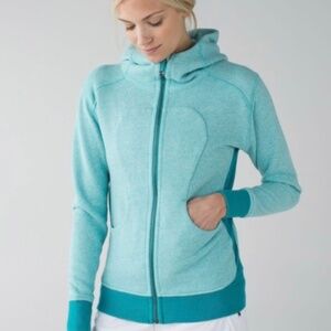 Lululemon Scuba Size 6 On The Daily Hoodie Heathered Peacock Blue, Perfect